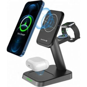 Carregador Wireless SWISSTEN Stand MagStick 3 em 1 Preto