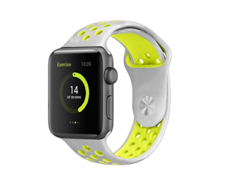 Bracelete esportiva Swissten para Apple Watch 38-41mm (Prata/Amarelo)