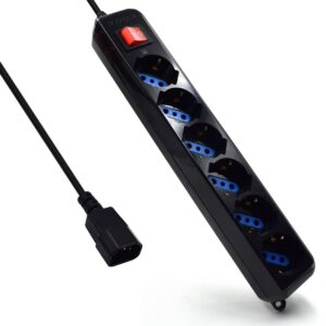 Régua Ewent EW3925 6 Tomadas p/ UPS IEC C14 10A com Switch on/off Preta