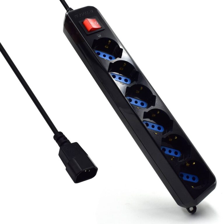 Régua Ewent EW3925 6 Tomadas p/ UPS IEC C14 10A com Switch on/off Preta