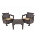 Conjunto Mesa + 2 Sofás Rattan Moca 81CM