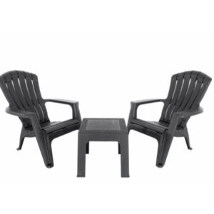 Conjunto Mesa + 2 Sofás Rattan Preto 89CM