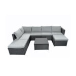 Conjunto Sofás Canto + Mesa Preto 68X68X64CM