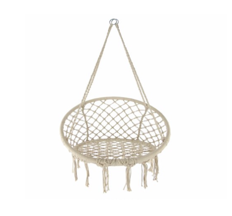 Cadeira de Baloiço Macrame Creme 80X125CM