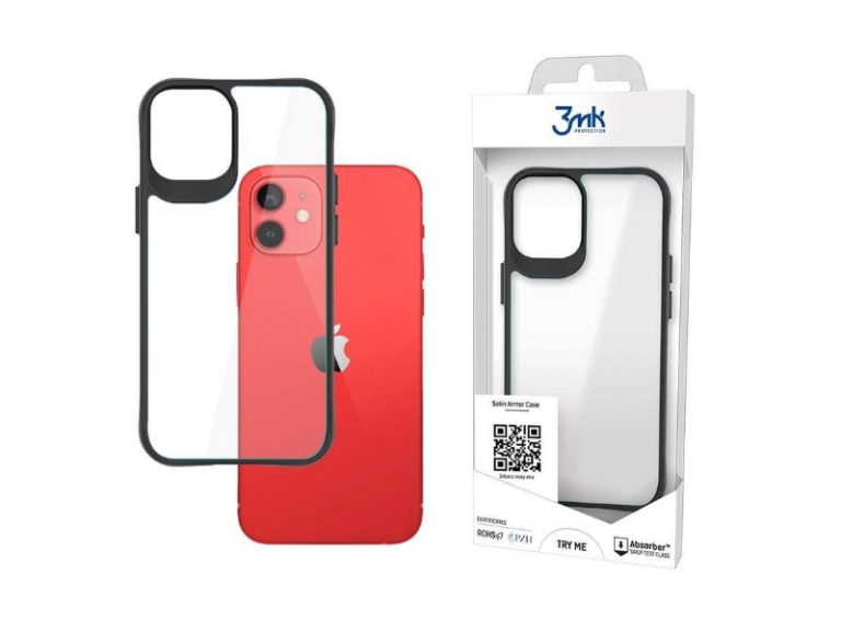 Capa Satin Armor 3MK iPhone 12 e 12 Pro Transparente/Preto