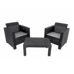 Conjunto Mesa + 2 Sofás Rattan Preto 81CM
