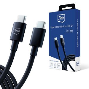 Cabo 3MK Hyper USB-C para C 100W 5A 1,2m Preto