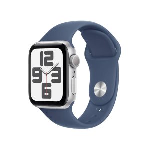 Apple Watch SE (2024) GPS 40mm Alumínio Prateado Bracelete Desportiva Azul Denim SmallMedium
