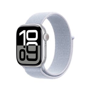 Apple Watch Series 10 GPS 42mm Alumínio Prateado c Bracelete Loop Desportiva Nuvem Azul
