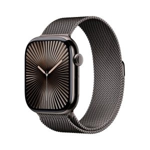 Apple Watch Series 10 GPS + Cellular 46mm Titânio Ardósia c Bracelete Loop Milanesa Ardósia - SmallMedium