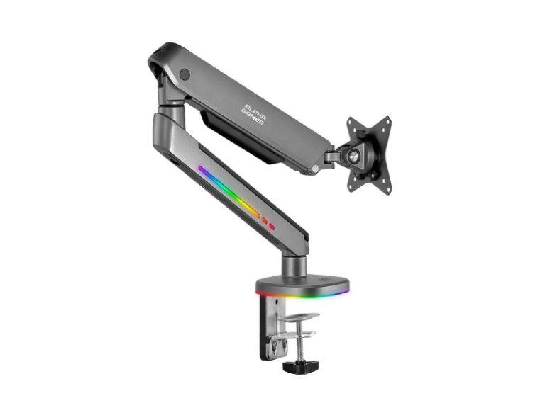 Suporte de Monitor Alpha Gamer Navi Heavy-Duty Single Monitor RGB Cinza