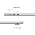 Especificações Processador M4 da Apple CPU 10‑core com 4 núcleos de desem­penho e 6 núcleos de eficiência GPU 8‑core Ray tracing acelerado por hardware Neural Engine 16‑core 120 GBs de largura de ban­da da memória Sistema Operativo macOS Memória RAM 16 GB de memória unificada Ecrã Ecrã Liquid Retina Ecrã de 13,6” (diagonal) com retroilu­minação LED e tecnologia IPS Resolução de 2560x1664 píxeis a 224 píxeis por polegada 500 nits de luminosidade Cor Compatível com mil milhões de cores Vasta gama de cores (P3) Tecnologia True Tone Armazenamento SSD de 256GB Câmara Câmara 12MP Center Stage com compati­bilidade com Vista de Secretária Gravação de vídeo 1080p HD Proces­sador de sinal de imagem avançado com vídeo computacional Apple Inteligence A Apple Intelligence é o sistema de inteligência pessoal que ajuda a escrever, exprimir as suas ideias e fazer mais coisas com toda a facilidade. Graças a um revolu­cionário sistema de proteção de privacidade, ninguém consegue aceder aos seus dados. Nem mesmo a Apple. Comunicações Wi‑Fi 6E (802.11ax) Bluetooth 5.3 Interface Porta de carrega­mento MagSafe 3 Saída para auscultadores de 3,5 mm Duas portas Thunderbolt 4 (USB‑C) compatíveis com Carrega­mento DisplayPort Thunderbolt 4 (até 40 Gbs) USB 4 (até 40 Gbs) Áudio Sistema de som de seis altifa­lantes com woofers com force‑cancelling Compati­bilidade com Áudio Espacial ao ouvir música e ver vídeos com Dolby Atmos nos altifalantes integrados Áudio Espacial com seguimento dinâmico dos movimentos da cabeça ao usar modelos compatíveis de AirPods, AirPods Pro e AirPods Max Conjunto de três microfones com tecnologia beam­forming direcional Modos de microfone Isolamento de voz e Espetro amplo Maior clareza de voz nas chamadas de áudio e vídeo Saída para auscultadores de 3,5 mm com compati­bilidade avançada para equipamento de alta impedância Teclado e trackpad Magic Keyboard retroiluminado com 79 (ISO) teclas (78 nos EUA), incluindo 12 teclas de função de tamanho integral e 4 teclas de seta numa disposição em T invertido Touch ID Sensor de luz ambiente Trackpad Force Touch com controlo preciso do cursor e sensibilidade à pressão; permite cliques reforçados, aceleradores, desenho sensível à pressão e gestos Multi‑Touch Bateria Até 18 horas de streaming de vídeo Até 15 horas de internet wireless Bateria de polímeros de lítio integrada de 53,8 watts‑hora Adaptador de corrente USB‑C de 30 W (incluído com o proces­sador M4 com GPU 8‑core) Cabo USB‑C para MagSafe 3 Carrega­mento rápido com Adaptador de corrente USB‑C de 70 W Dimensões Altura 1.13 cm Largura 30.41 cm Profundidade 21.5 cm Peso 1.24 Kg Conteúdo da caixa MacBook Air de 13 polegadas Adaptador de corrente USB‑C de 30 W Cabo USB‑C para MagSafe 3 (2 m) Avisos Legais 1. A autonomia da bateria varia consoante a configuração e a utilização. Para mais informações, consulte apple.comptbatteries. 2. O ecrã do MacBook Air de 13 polegadas tem cantos arredondados na parte superior. Medido como um retângulo na diagonal, o ecrã tem 13,6 polegadas (a área real de visualização é inferior). 3. O Wi Fi 6E está disponível nos países e regiões onde esta tecnologia é compatível. 4. As apps estão disponíveis na App Store. O software e os conteúdos podem ser vendidos à parte. A disponibilidade de títulos está sujeita a alterações. 5. O FaceTime não está disponível em todos os países ou regiões.