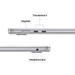 Especificações Processador M4 da Apple CPU 10‑core com 4 núcleos de desem­penho e 6 núcleos de eficiência GPU 10‑core Ray tracing acelerado por hardware Neural Engine 16‑core 120 GBs de largura de ban­da da memória Sistema Operativo macOS Memória RAM 24 GB de memória unificada Ecrã Ecrã Liquid Retina Ecrã de 15,3 (diagonal) com retroilu­minação LED e tecnologia IPS; Resolução de 2880x1864 píxeis a 224 píxeis por polegada 500 nits de luminosidade Cor Compatível com mil milhões de cores Vasta gama de cores (P3) Tecnologia True Tone Armazenamento SSD de 512GB Câmara Câmara 12MP Center Stage com compati­bilidade com Vista de Secretária Gravação de vídeo 1080p HD Proces­sador de sinal de imagem avançado com vídeo computacional Apple Inteligence A Apple Intelligence é o sistema de inteligência pessoal que ajuda a escrever, exprimir as suas ideias e fazer mais coisas com toda a facilidade. Graças a um revolu­cionário sistema de proteção de privacidade, ninguém consegue aceder aos seus dados. Nem mesmo a Apple. Comunicações Wi‑Fi 6E (802.11ax) Bluetooth 5.3 Interface Porta de carrega­mento MagSafe 3 Saída para auscultadores de 3,5 mm Duas portas Thunderbolt 4 (USB‑C) compatíveis com Carrega­mento DisplayPort Thunderbolt 4 (até 40 Gbs) USB 4 (até 40 Gbs) Áudio Sistema de som de seis altifa­lantes com woofers com force‑cancelling Compati­bilidade com Áudio Espacial ao ouvir música e ver vídeos com Dolby Atmos nos altifalantes integrados Áudio Espacial com seguimento dinâmico dos movimentos da cabeça ao usar modelos compatíveis de AirPods, AirPods Pro e AirPods Max Conjunto de três microfones com tecnologia beam­forming direcional Modos de microfone Isolamento de voz e Espetro amplo Maior clareza de voz nas chamadas de áudio e vídeo Saída para auscultadores de 3,5 mm com compati­bilidade avançada para equipamento de alta impedância Teclado e trackpad Magic Keyboard retroiluminado com 79 (ISO) teclas (78 nos EUA), incluindo 12 teclas de função de tamanho integral e 4 teclas de seta numa disposição em T invertido Touch ID Sensor de luz ambiente Trackpad Force Touch com controlo preciso do cursor e sensibilidade à pressão; permite cliques reforçados, aceleradores, desenho sensível à pressão e gestos Multi‑Touch Bateria Até 18 horas de streaming de vídeo Até 15 horas de internet wireless Bateria de polímeros de lítio integrada de 66,5 watts‑hora Adaptador de corrente com porta USB‑C dupla de 35 W Cabo USB‑C para MagSafe 3 Carrega­mento rápido com Adaptador de corrente USB‑C de 70 W Dimensões Altura 1.15 cm Largura 34.04 cm Profundidade 23.76 cm Peso 1.51 Kg Conteúdo da caixa MacBook Air de 15 polegadas Adaptador de corrente com porta USB‑C dupla de 35 W Cabo USB‑C para MagSafe 3 (2 m) Avisos Legais 1. A autonomia da bateria varia consoante a configuração e a utilização. Para mais informações, consulte apple.comptbatteries. 2. O ecrã do MacBook Air de 15 polegadas tem cantos arredondados na parte superior. Medido como um retângulo na diagonal, o ecrã tem 15,3 polegadas (a área real de visualização é inferior). 3. O Wi Fi 6E está disponível nos países e regiões onde esta tecnologia é compatível. 4. As apps estão disponíveis na App Store. O software e os conteúdos podem ser vendidos à parte. A disponibilidade de títulos está sujeita a alterações. 5. O FaceTime não está disponível em todos os países ou regiões.
