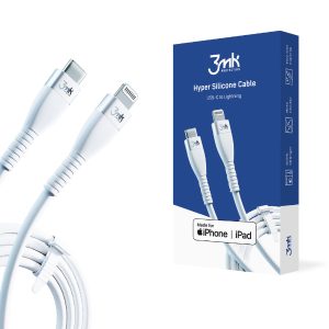Cabo 3MK HyperSilicone MFI USB-C/Lightning branco 1m 20W 3A