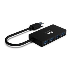 Hub USB Ewent EW1136 4 Portas USB 3.1 Gen1 (USB 3.0) Preto
