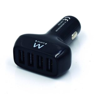 Carregador Isqueiro Ewent USB de 4 Portas 9.6A 48W Preto