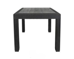 Mesa de Plástico Rattan Quadrada Preta 80X80X74cm