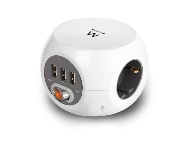 Régua Ewent EW3939 Cube Power 3 Tomadas Schuko + 3 USB 2.4A Branco